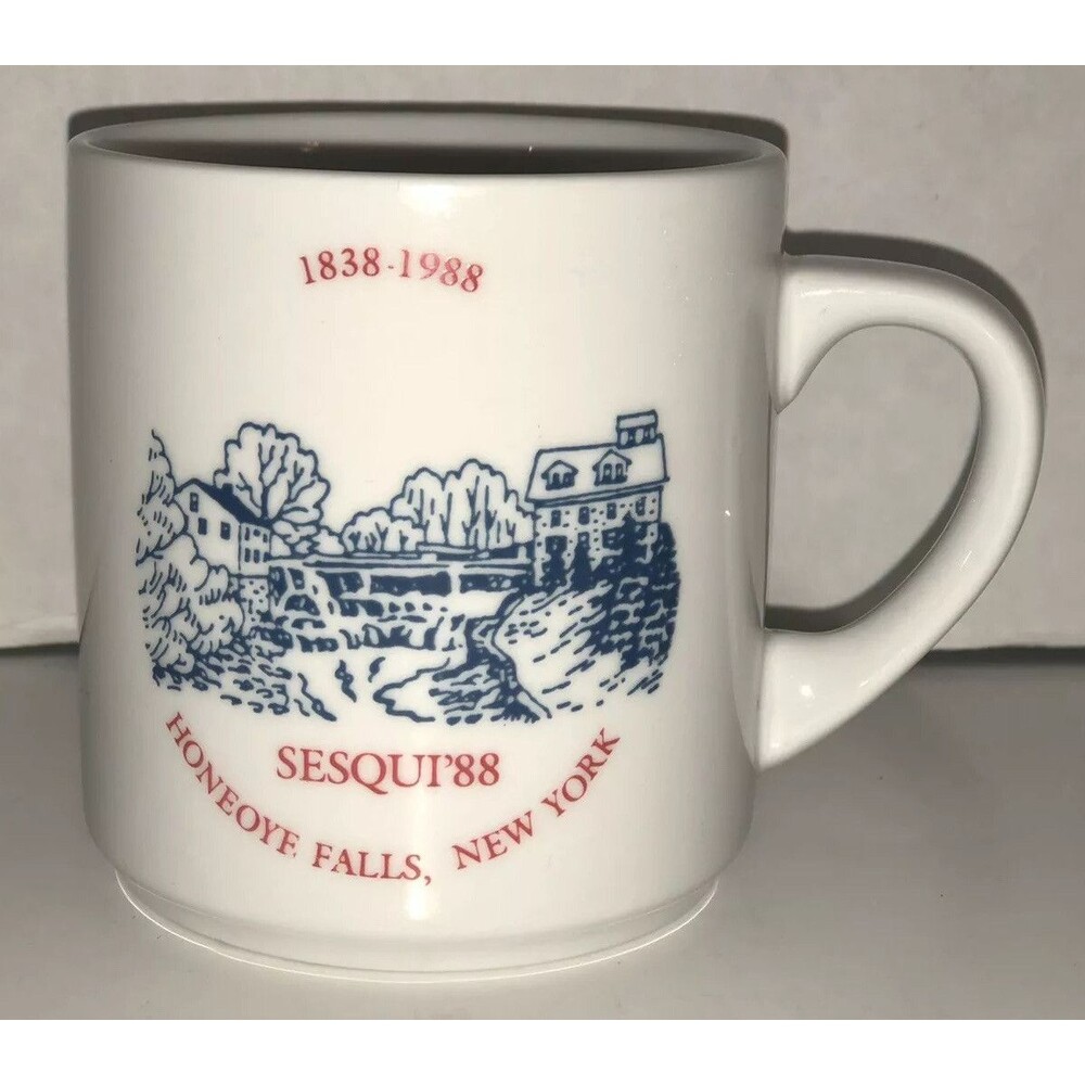Vintage 80s SESQUI’88 Honeoye Falls New York Coffee Cup Mug Village 1838-1988